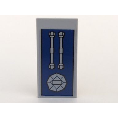 light bluish gray tile 2 x 4 with three ornaments on partial dark blue background pattern sticker - set 70617