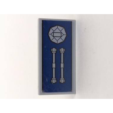light bluish gray tile 2 x 4 with three ornaments on full dark blue background pattern sticker - set 70617