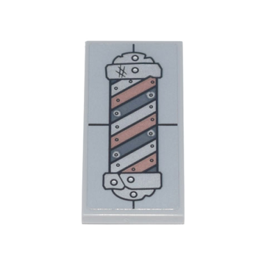 light bluish gray tile 2 x 4 with black silver and copper barber shop pole metal rivets and scratches pattern sticker - set 70840