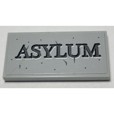 light bluish gray tile 2 x 4 with asylum and stone pattern sticker - set 70912