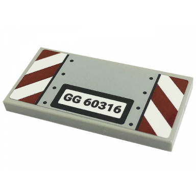 light bluish gray tile 2 x 4 with gg 60316 black dots dark red and white danger stripes pattern sticker - set 60316