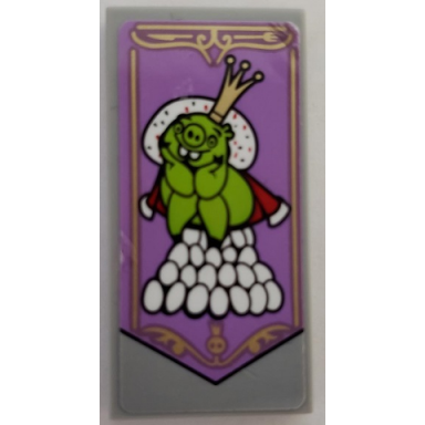 light bluish gray tile 2 x 4 with angry birds leonard crown and eggs pattern model right side sticker - set 75826