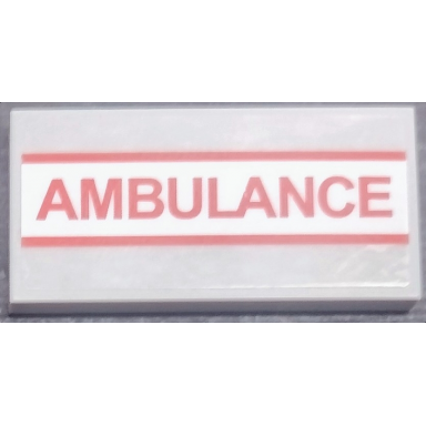 light bluish gray tile 2 x 4 with red ambulance and stripes on white background pattern sticker - set 60204