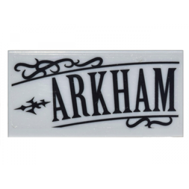 light bluish gray tile 2 x 4 with black scrollwork and arkham pattern sticker - set 10937