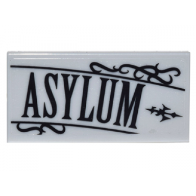 light bluish gray tile 2 x 4 with black scrollwork and asylum pattern sticker - set 10937