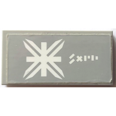 light bluish gray tile 2 x 4 with white snowflake ice crystal stripes x and lines pattern sticker - set 70616