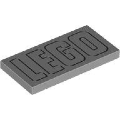 light bluish gray tile 2 x 4 with black and silver outlined lego pattern