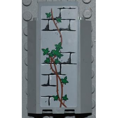 light bluish gray panel 3 x 3 x 6 corner wall without bottom indentations with bricks pattern and ivy trunks with 12 leaves pattern sticker - sets 7946 7948