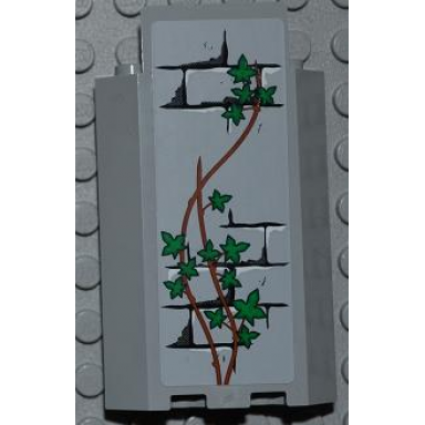 light bluish gray panel 3 x 3 x 6 corner wall without bottom indentations with bricks pattern and ivy trunks with 14 leaves pattern sticker - set 7948