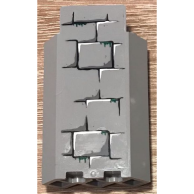 light bluish gray panel 3 x 3 x 6 corner wall without bottom indentations with bricks with dark green moss pointing down pattern 1 sticker - set 4738