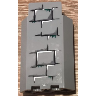 light bluish gray panel 3 x 3 x 6 corner wall without bottom indentations with bricks with dark green moss pointing down pattern 2 sticker - set 4738