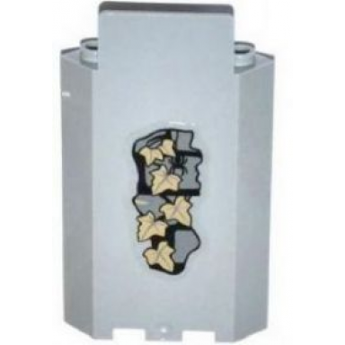light bluish gray panel 3 x 3 x 6 corner wall without bottom indentations with bricks 6 dark tan ivy leaves and black spider pattern sticker - set 9468