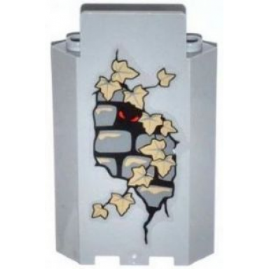 light bluish gray panel 3 x 3 x 6 corner wall without bottom indentations with bricks 11 dark tan ivy leaves and red eyes looking left pattern sticker - set 9468
