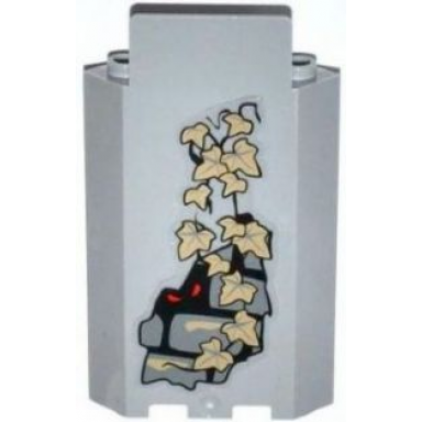light bluish gray panel 3 x 3 x 6 corner wall without bottom indentations with bricks 13 dark tan ivy leaves and red eyes pattern sticker - set 9468