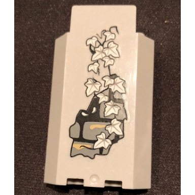 light bluish gray panel 3 x 3 x 6 corner wall without bottom indentations with bricks 13 white ivy leaves and white eyes pattern glow in the dark sticker - set 9468