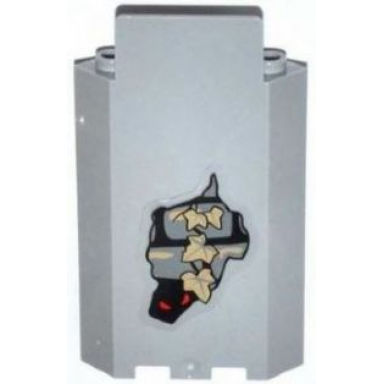 light bluish gray panel 3 x 3 x 6 corner wall without bottom indentations with bricks 4 dark tan ivy leaves and red eyes pattern sticker - set 9468