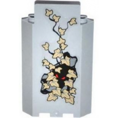light bluish gray panel 3 x 3 x 6 corner wall without bottom indentations with bricks 22 dark tan ivy leaves and red eyes pattern sticker - set 9468