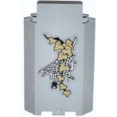 light bluish gray panel 3 x 3 x 6 corner wall without bottom indentations with 9 dark tan ivy leaves spider and web pattern sticker - set 9468