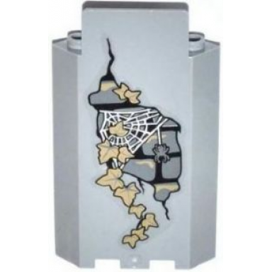 light bluish gray panel 3 x 3 x 6 corner wall without bottom indentations with bricks 11 dark tan ivy leaves spider and web pattern sticker - set 9468