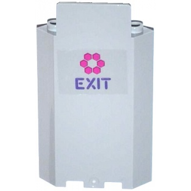 light bluish gray panel 3 x 3 x 6 corner wall without bottom indentations with magenta hexagons and exit pattern sticker - set 79119