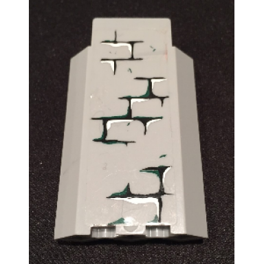 light bluish gray panel 3 x 3 x 6 corner wall without bottom indentations with bricks with dark green moss pattern 1 sticker - set 9474