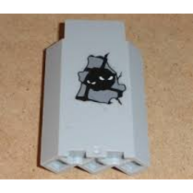light bluish gray panel 3 x 3 x 6 corner wall without bottom indentations with bricks and white eyes glow in the dark pattern sticker - set 9468