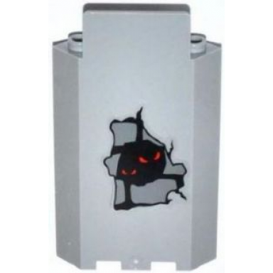 light bluish gray panel 3 x 3 x 6 corner wall without bottom indentations with bricks and red eyes pattern sticker - set 9468