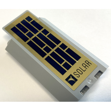 light bluish gray panel 3 x 3 x 6 corner wall without bottom indentations with dark blue and gold solar panel pattern sticker - set 60350