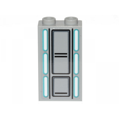 light bluish gray panel 1 x 2 x 3 with side supports - hollow studs with sw darth vaders castle wall lights and panels pattern sticker - set 75251