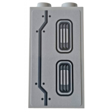 light bluish gray panel 1 x 2 x 3 with side supports - hollow studs with vents and six rivets pattern model left side sticker - set 76143