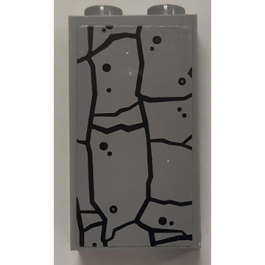 light bluish gray panel 1 x 2 x 3 with side supports - hollow studs with cracked wall pattern sticker - set 60185