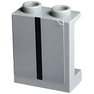 light bluish gray panel 1 x 2 x 2 with side supports - hollow studs with black stripe pattern sticker - set 75881