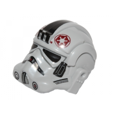 light bluish gray minifigure headgear helmet sw stormtrooper type 2 at-at driver dark red imperial logo and large black plates on sides pattern
