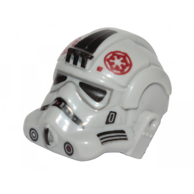light bluish gray minifigure headgear helmet sw stormtrooper type 2 at-at driver dark red imperial logo and small black plates on sides pattern