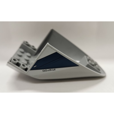 light bluish gray aircraft fuselage aft section curved bottom 6 x 10 with dark blue trapezoid and aurebesh characters police on light bluish gray background pattern on both sides stickers - set 75046
