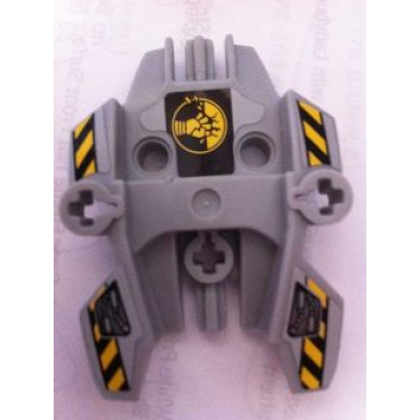 light bluish gray hero factory shield type 1 with fist facing right and black and yellow danger stripes pattern stickers - set 7157