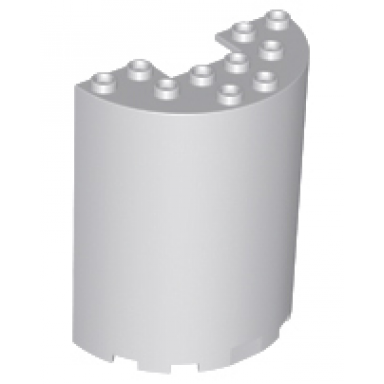 light bluish gray cylinder half 3 x 6 x 6 with 1 x 2 cutout