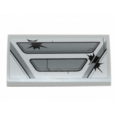 light bluish gray slope curved 2 x 4 x 2 3 with bottom tubes with armor plates and bullets holes pattern sticker - set 75037