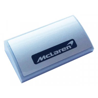 light bluish gray slope curved 2 x 4 x 2 3 with bottom tubes with silver logo mclaren on silver background pattern sticker - set 42123