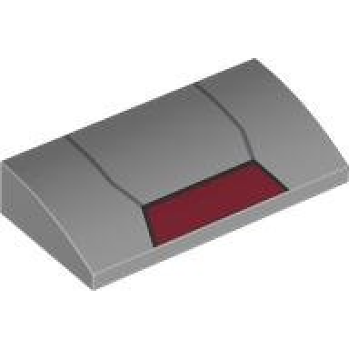 light bluish gray slope curved 2 x 4 x 2 3 with bottom tubes with dark bluish gray lines and dark red trapezoid with black outline pattern brickheadz iron man mk5 helmet visor top