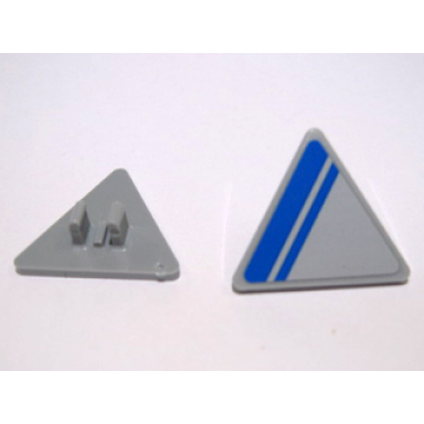 light bluish gray road sign 2 x 2 triangle with clip with blue stripe on light bluish gray background pattern model left side sticker - set 7868
