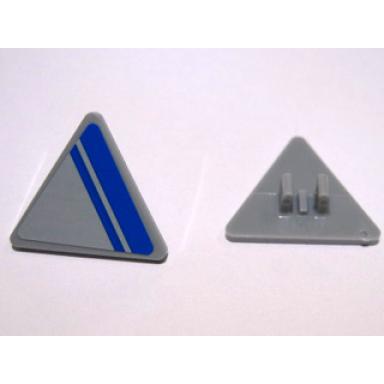 light bluish gray road sign 2 x 2 triangle with clip with blue stripe on light bluish gray background pattern model right side sticker - set 7868