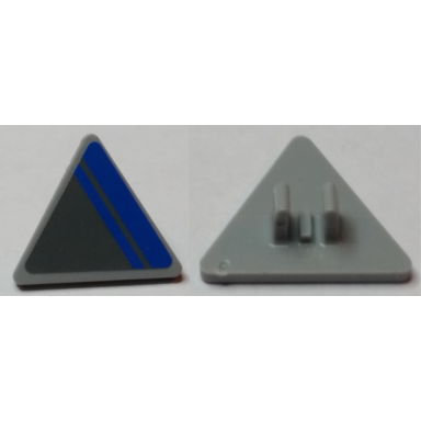 light bluish gray road sign 2 x 2 triangle with clip with blue stripe on dark bluish gray background pattern model right side sticker - set 75012