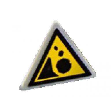 light bluish gray road sign 2 x 2 triangle with clip with black falling rocks pattern sticker - set 60172