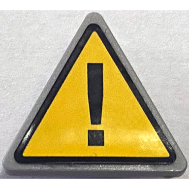 light bluish gray road sign 2 x 2 triangle with clip with warning sign with black exclamation mark on yellow background pattern sticker - set 70813