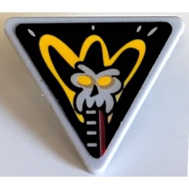 light bluish gray road sign 2 x 2 triangle with clip with skull with bright light orange eyes and curved line queen barbs guitar pattern sticker - set 41254