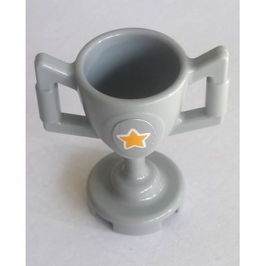 light bluish gray minifigure utensil trophy cup with yellow star pattern sticker - set 41057