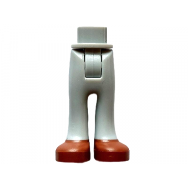 light bluish gray mini doll hips and trousers with back pockets with reddish brown shoes pattern - thick hinge