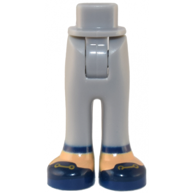 light bluish gray mini doll hips and trousers with back pockets with dark blue cuffs and shoes with gold buckles pattern - thick hinge