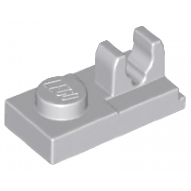 light bluish gray plate modified 1 x 2 with clip with center cut on top